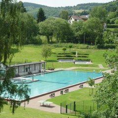 Ansicht Schwimmbad mit Schwimmbecken und Liegewiese